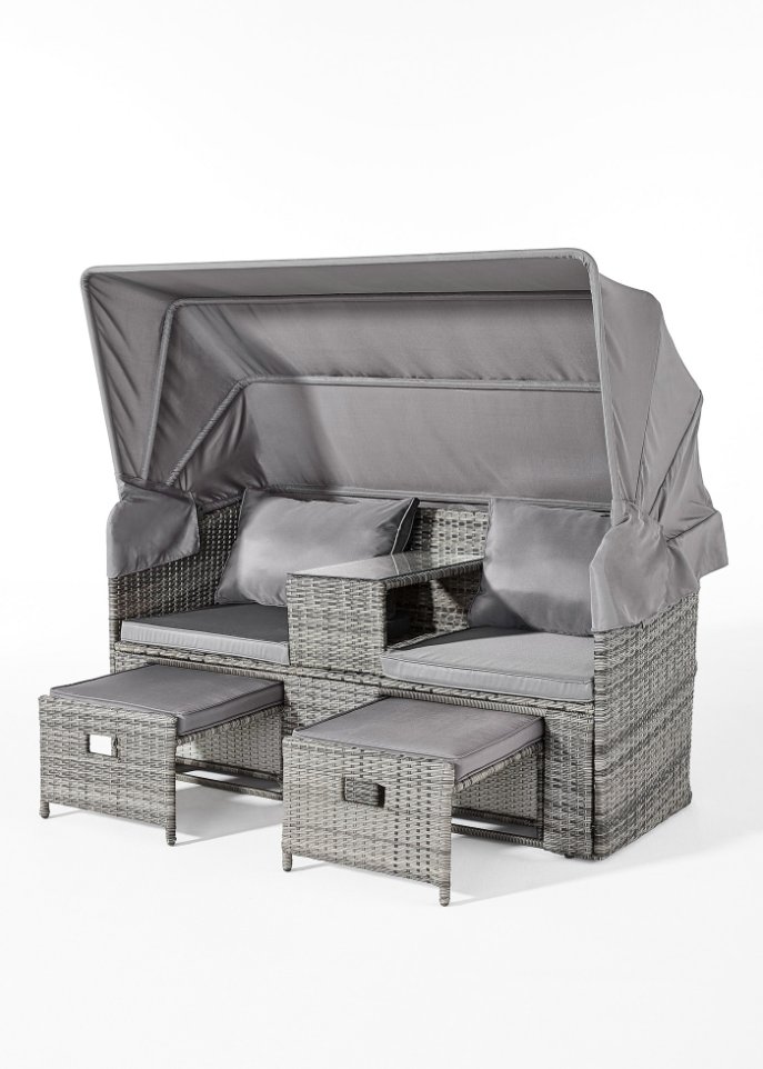 Gartensofa mit Canopy und Fußstützen