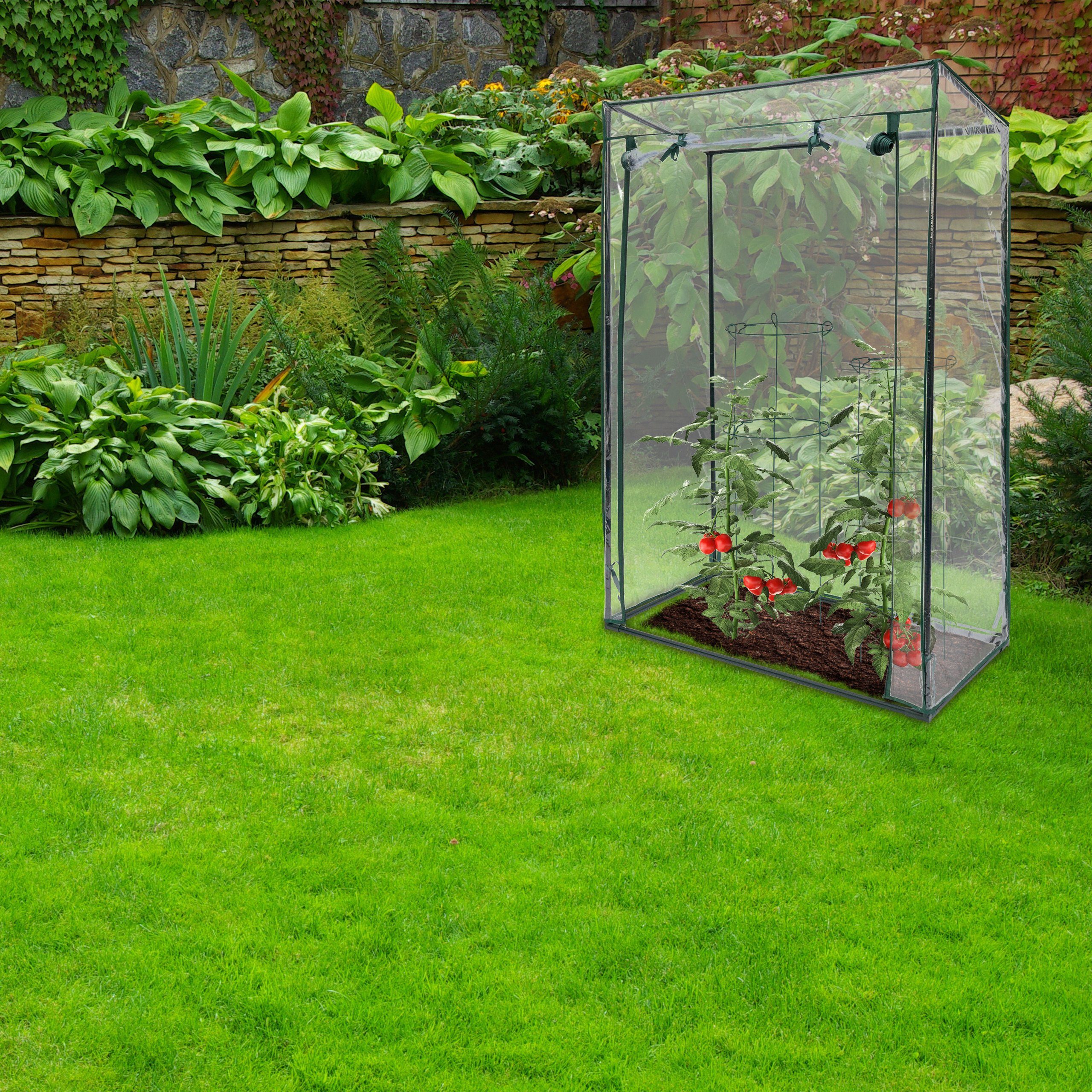 relaxdays Gewächshaus 2x Tomatengewächshaus mit Schrägdach PVC