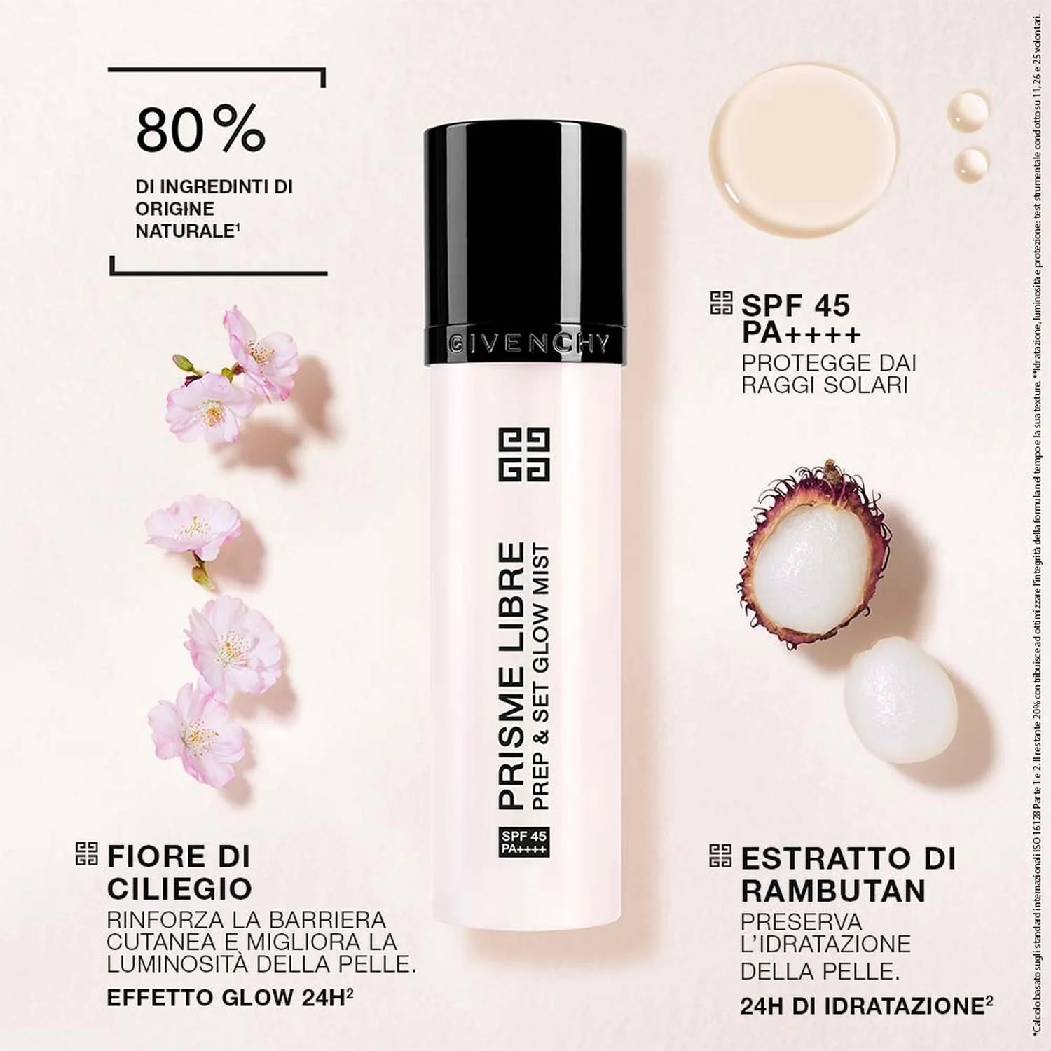 Prisme Libre Prep & Set Glow Mist - Ansiktsfikser, Sminkebase, Fuktighetsgivende Ansiktsmist, Beskyttende Behandlinger
