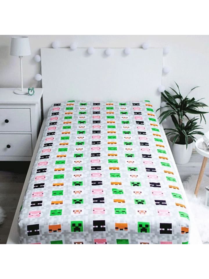 Minecraft Minecraft Spannbetttuch 90x200 cm – Weiches Baumwoll-Bettlaken in Grün günstig kaufen 90x200 cm