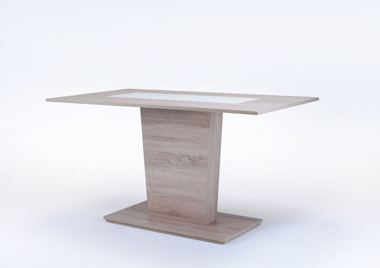 byLiving VIENNA Säulentisch, Breite 110 cm, Eiche-Optik, Einlage schwarz/weiß