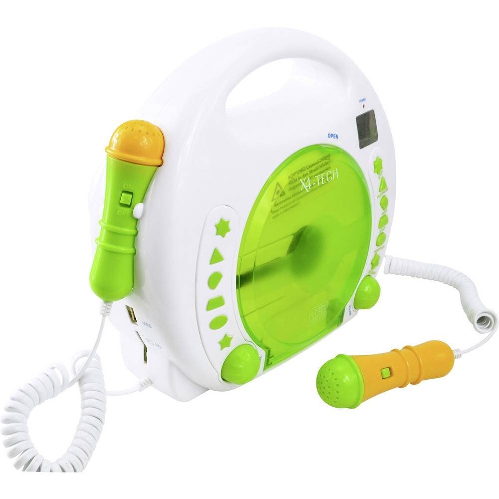 X4-TECH Kinder CD-Player CD-Player (Inkl. Karaoke-Funktion, Inkl. Mikrofon)
