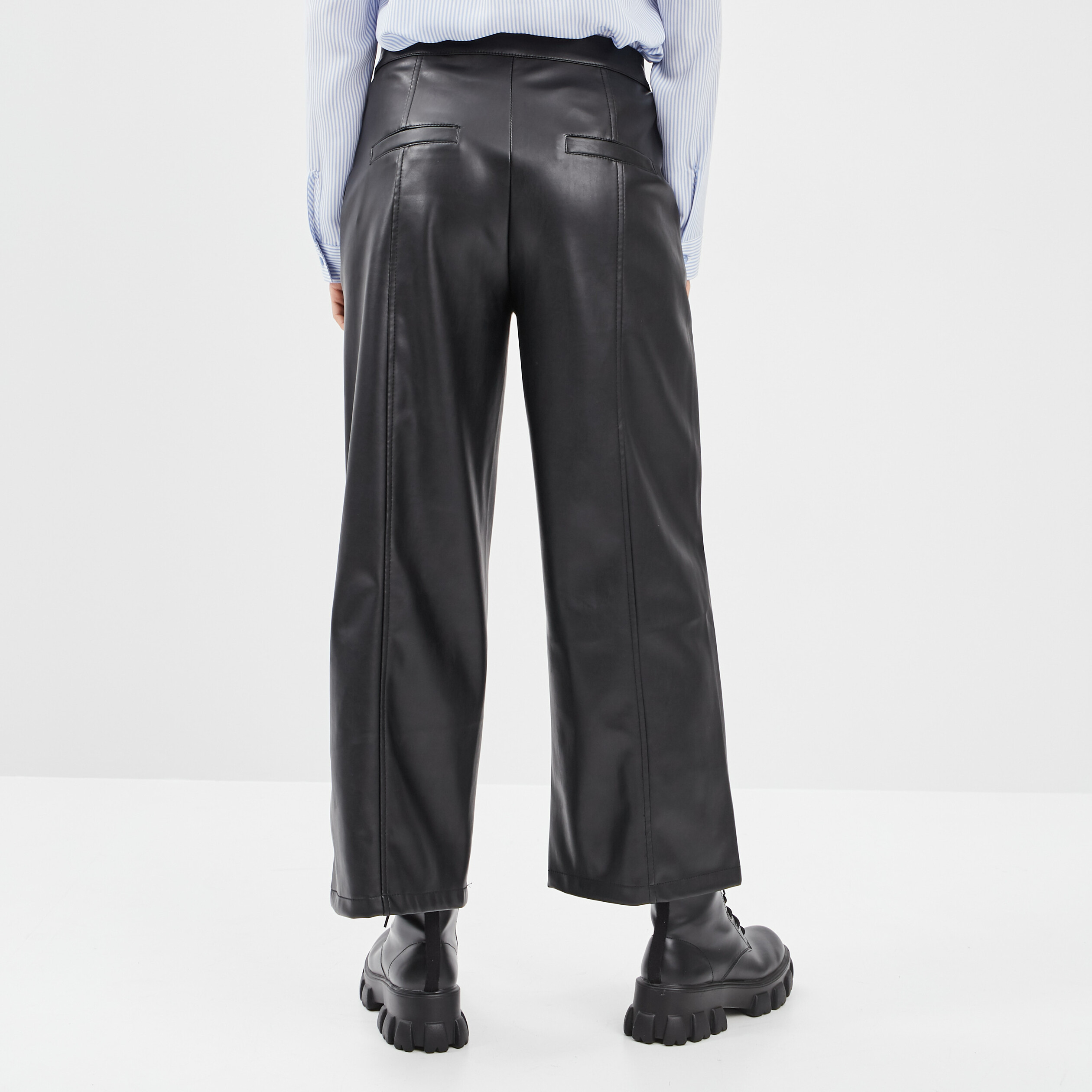 Pantalon large taille haute noir femme | La Halle