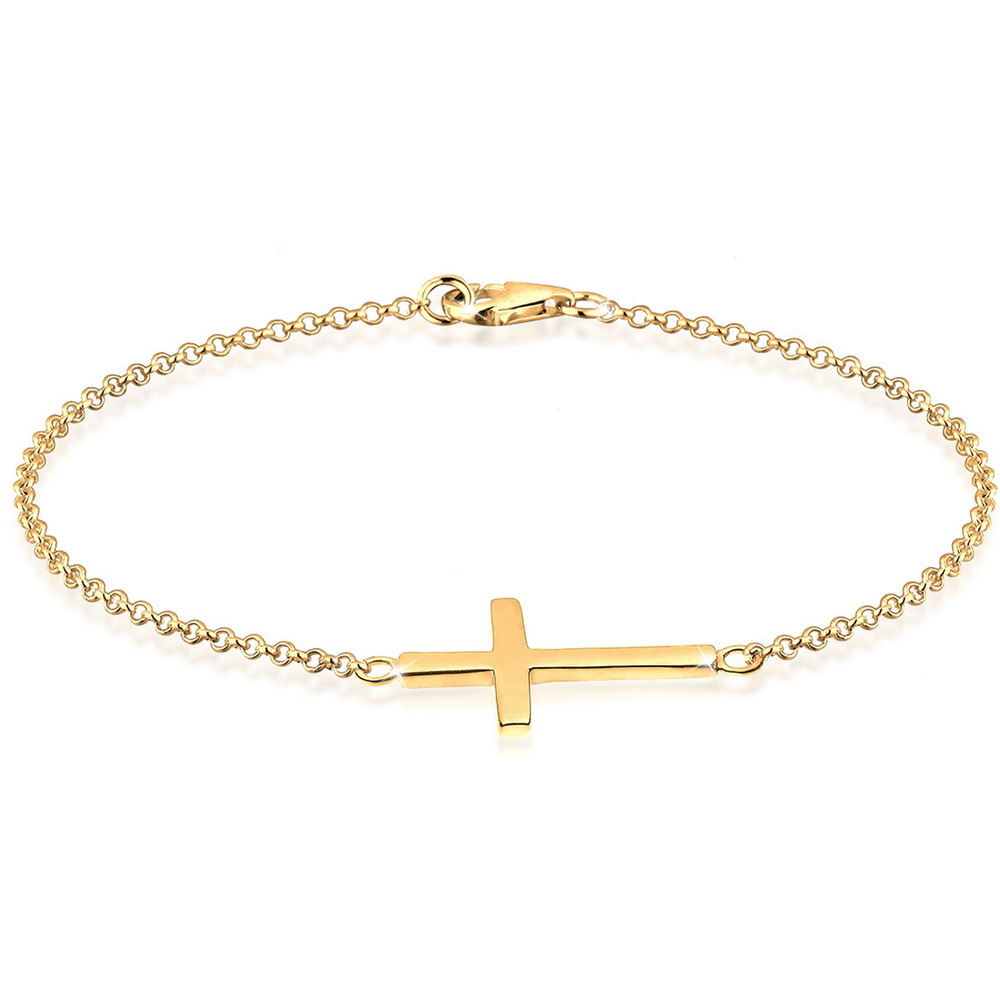 Elli Elli Bracelet Femmes Croix Foi en argent sterling 925 plaqué or rose Bracelet