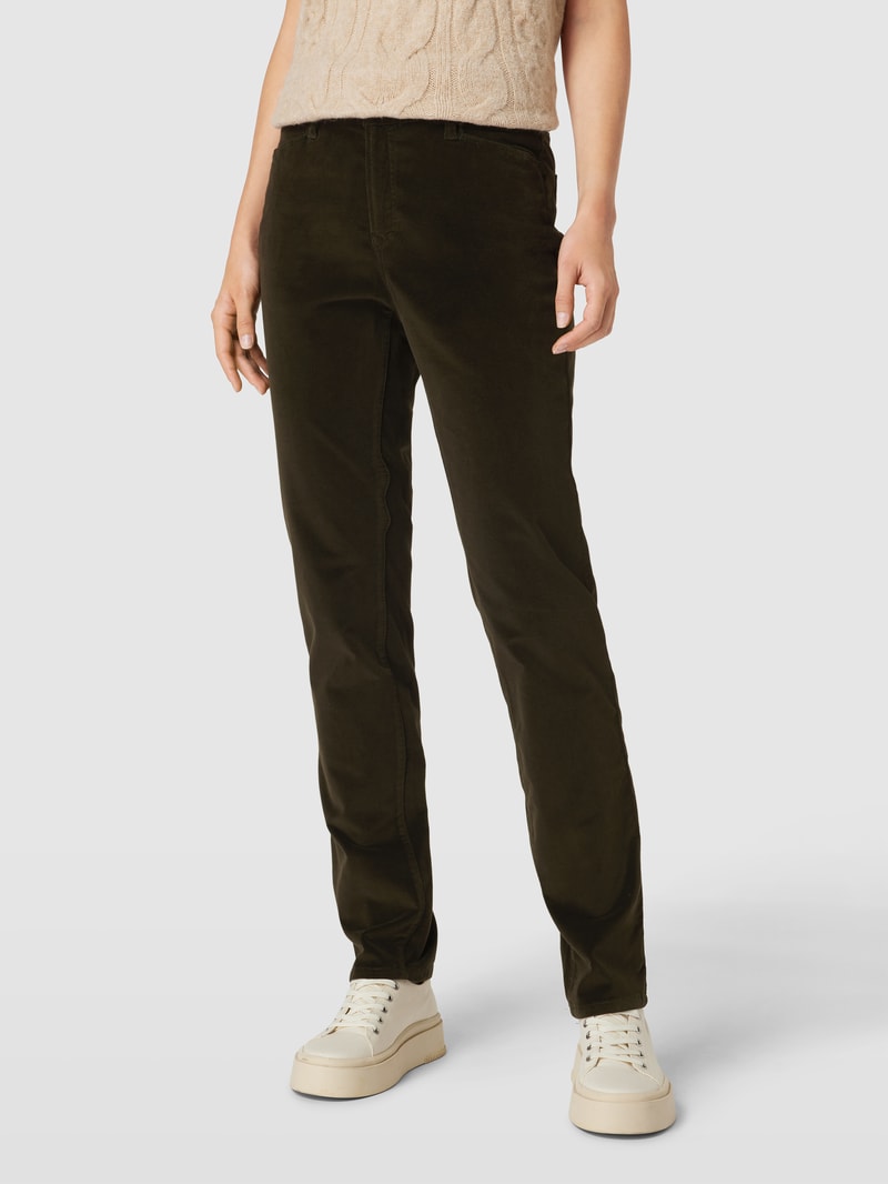 Slim Fit Jeans in Samt-Optik Modell 'Mary' in dunkelgrün