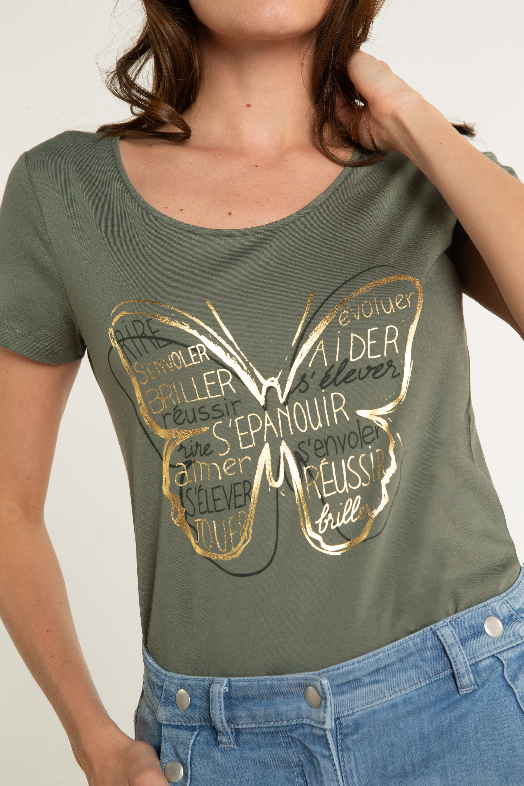 T-shirt Jamelia vert kaki femme
