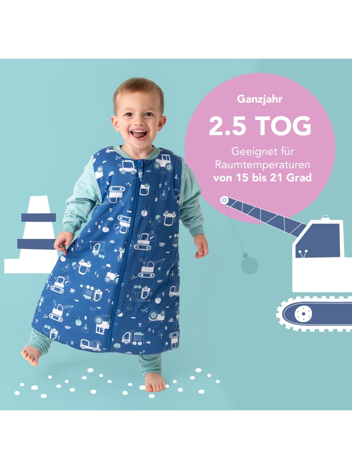 Schlummersack Schlafsack mit Füßen und umklappbaren Bündchen, 2.5 TOG in Weiß günstig kaufen 86/92