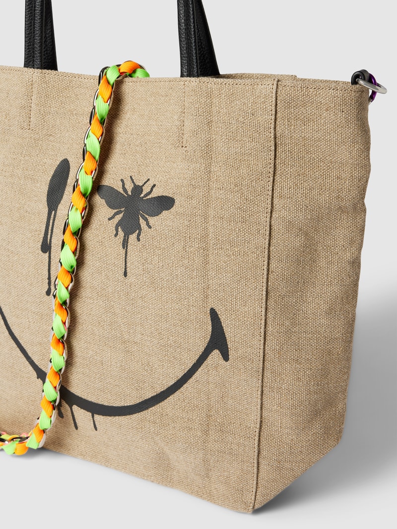 Shopper mit Motiv-Print in sand