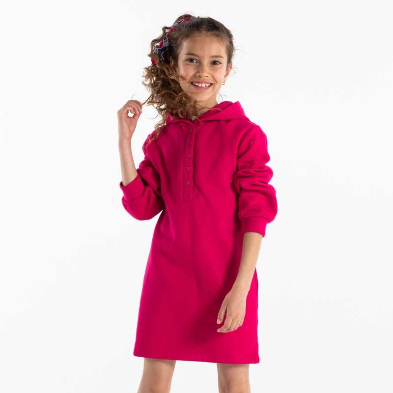 Robe sweat-shirt à capuche rose fille
