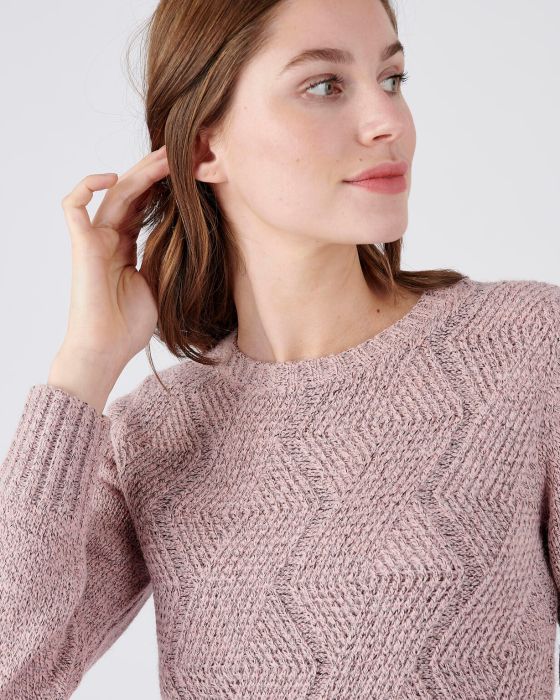 Pull col rond, maille chinée chaude Thermolactyl