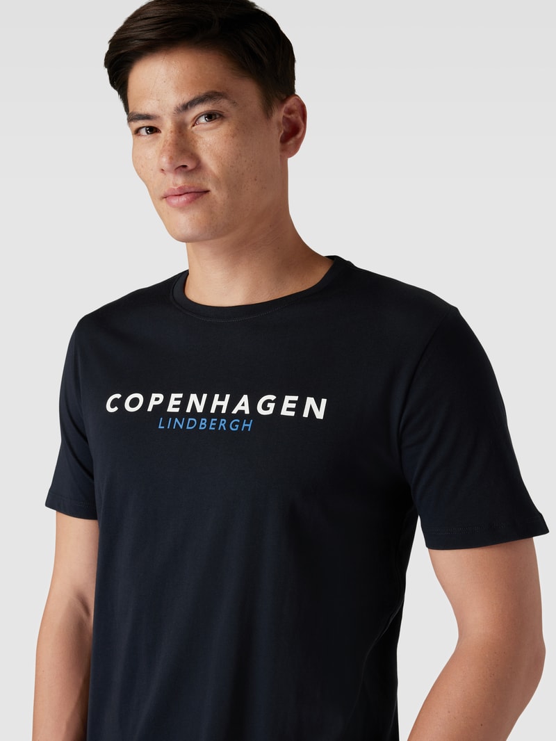 T-Shirt mit Label-Print Modell 'Copenhagen' in marineblau
