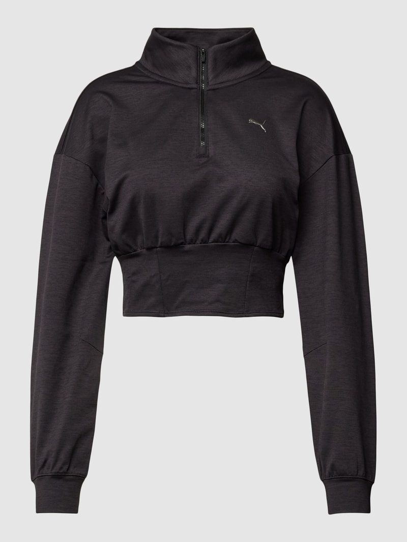 Sweatshirt mit Stehkragen Modell 'FASHION' in schwarz