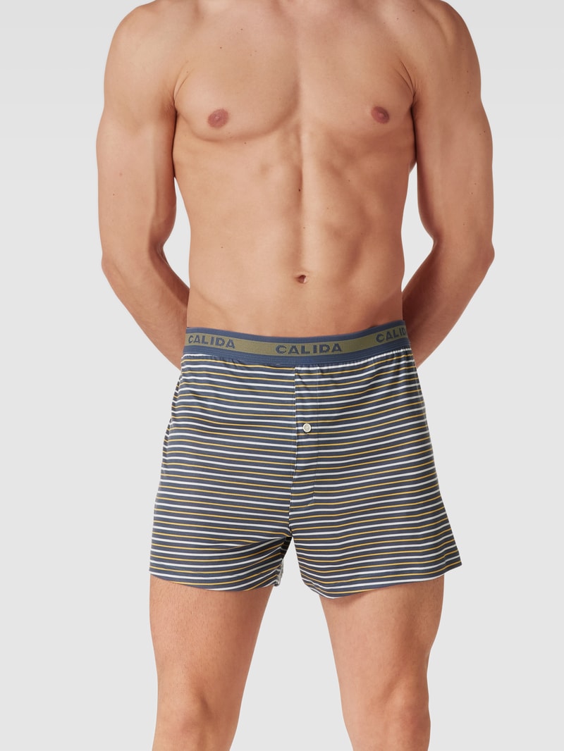 Boxershorts mit Streifenmuster Modell 'NATURE' in rauchblau