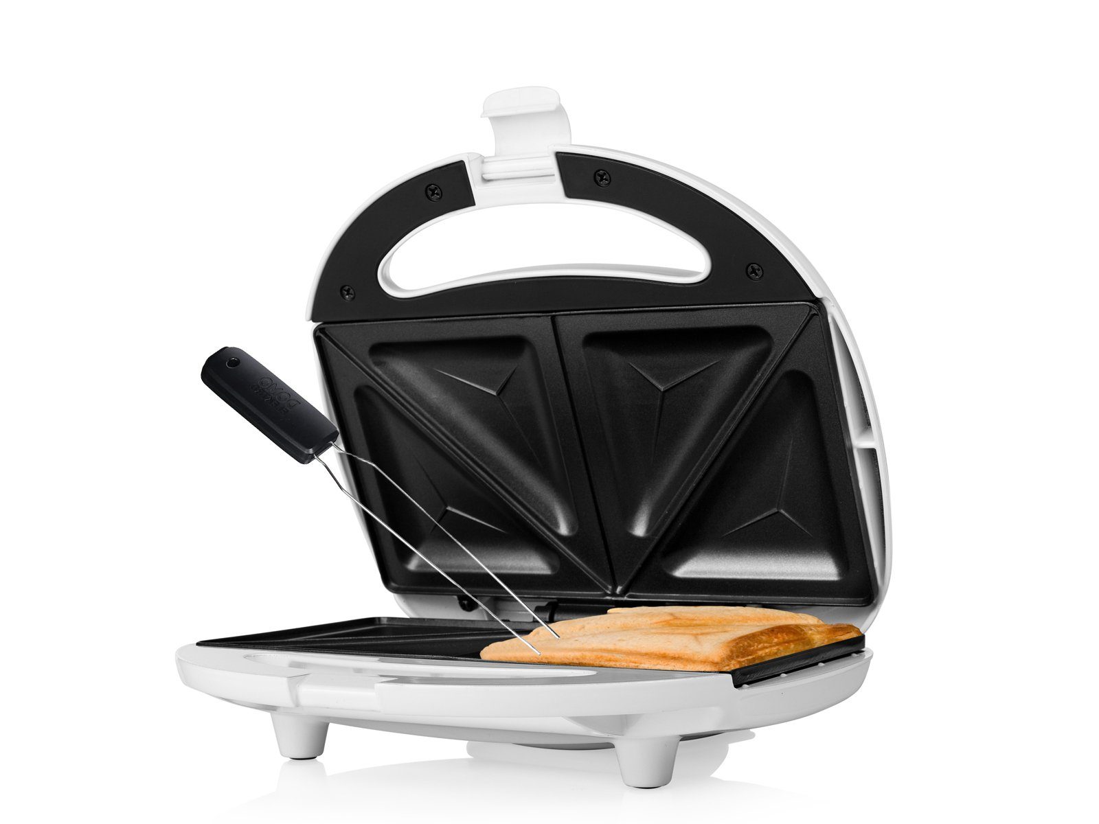 Tristar Sandwichmaker, 750 W, kleiner 2er Toaster Panini Snackmaker mit Gabel, Antihaftbeschichtung