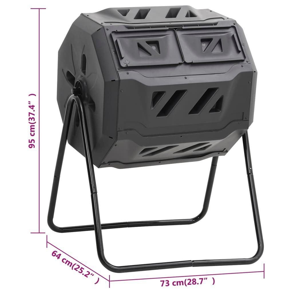 vidaXL Komposter Gartenkomposter Schwarz 73x64x95 cm 160 L, BxTxH: 73x64x95 cm
