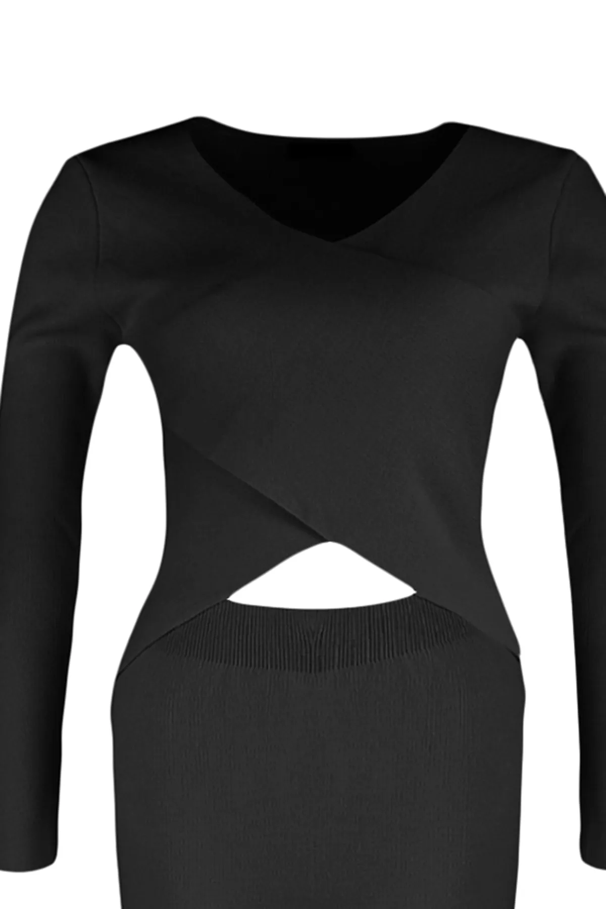 Trendyol Curve  Schwarzes zweireihiges Strickoberteil-Set TBBAW23CP00029