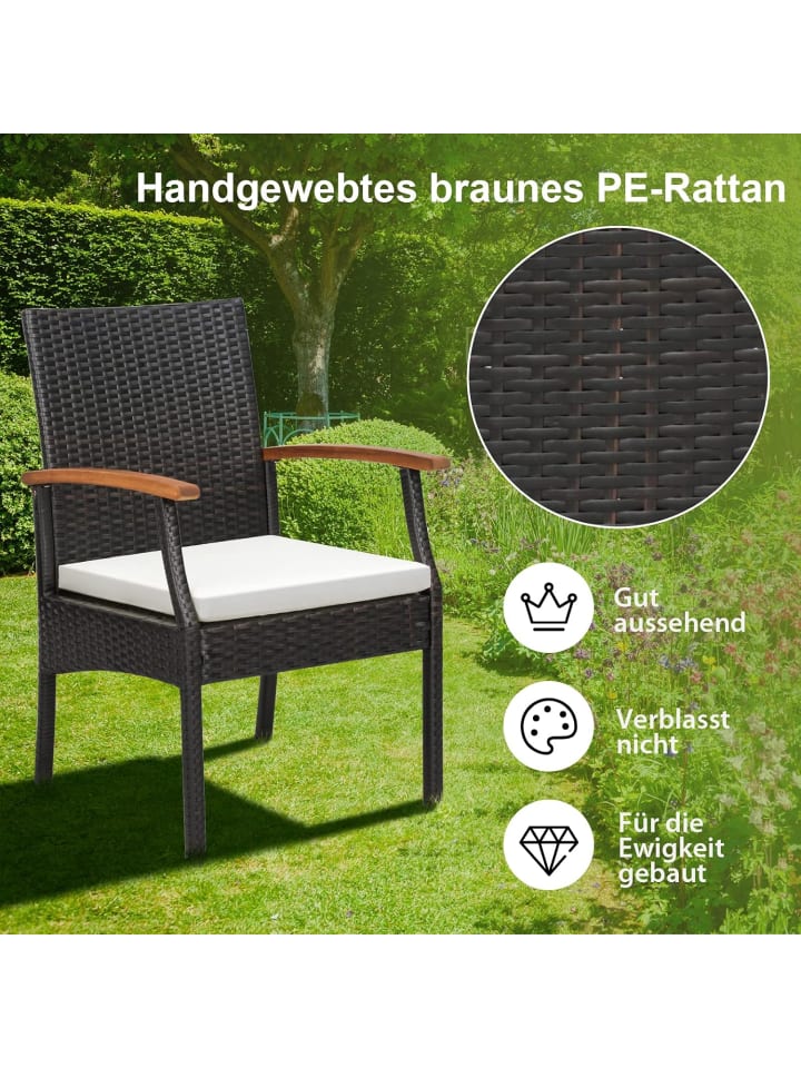 COSTWAY 2er Set Gartenstuhl in Braun günstig kaufen onesize