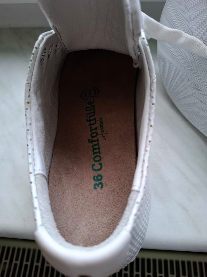 Comfortfusse Leder-Sneakers in Weiß günstig kaufen 36