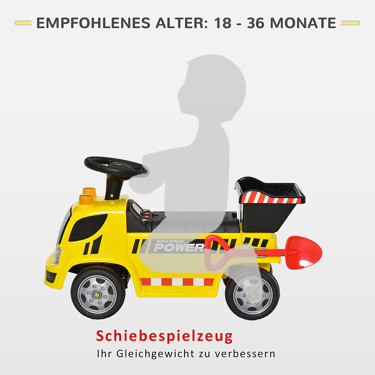 Kinder Rutscherauto mit Musik, Scheinwerfern und Alarmtönen