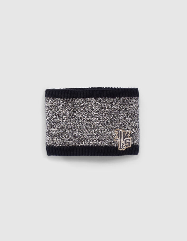 Snood noir tricot chiné badge logo bébé garçon