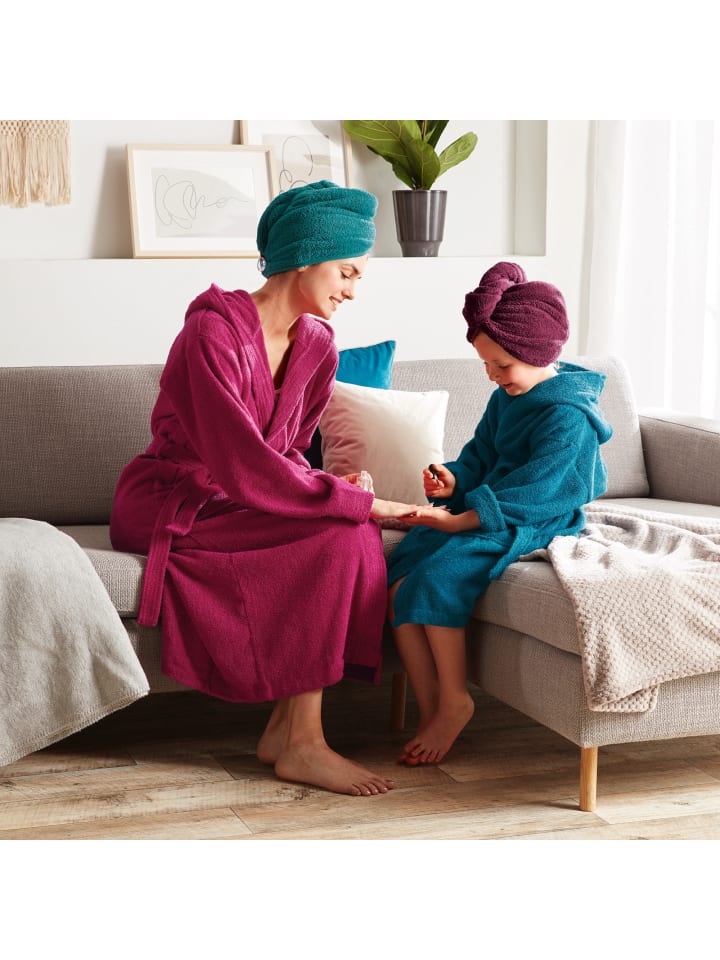 REDBEST Frottier Unisex-Bademantel mit Kapuze Chicago in fuchsia günstig kaufen