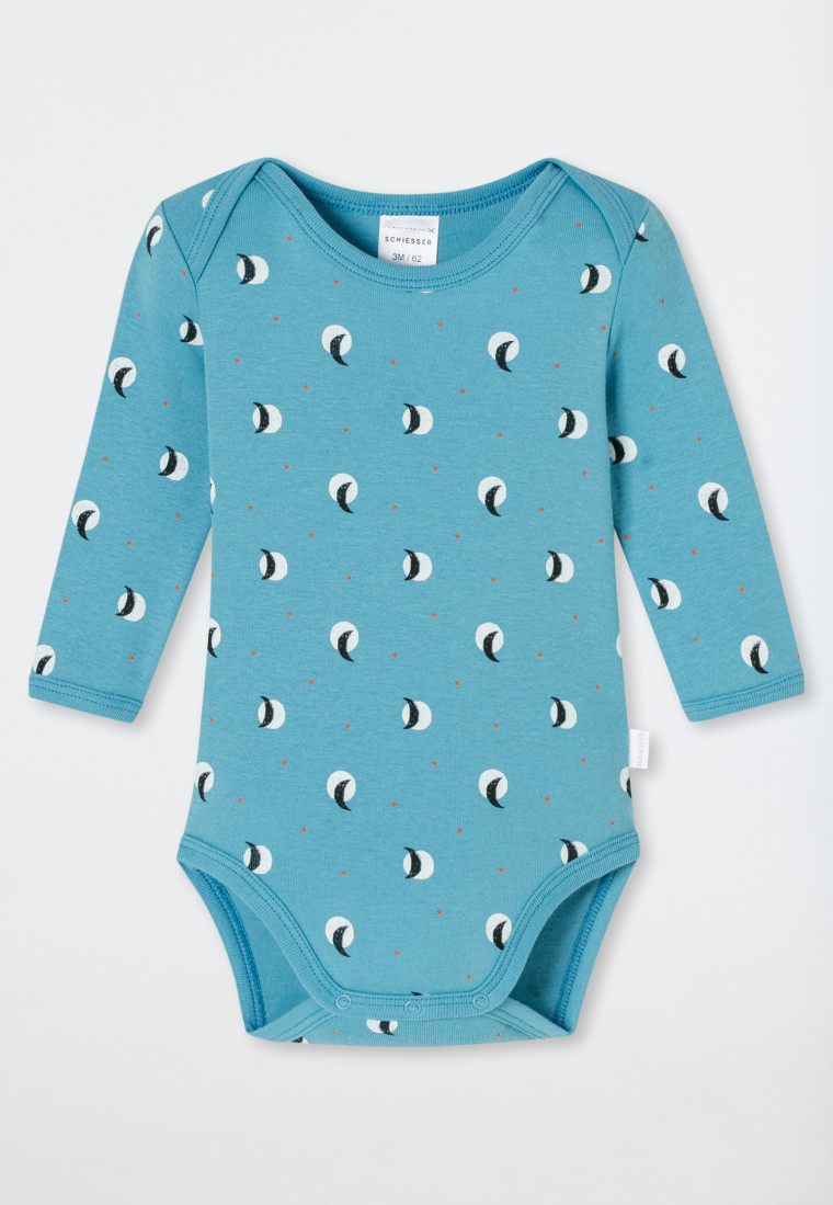 Bodys langarm 2er-Pack Feinripp Ringel hellblau - Natural Love