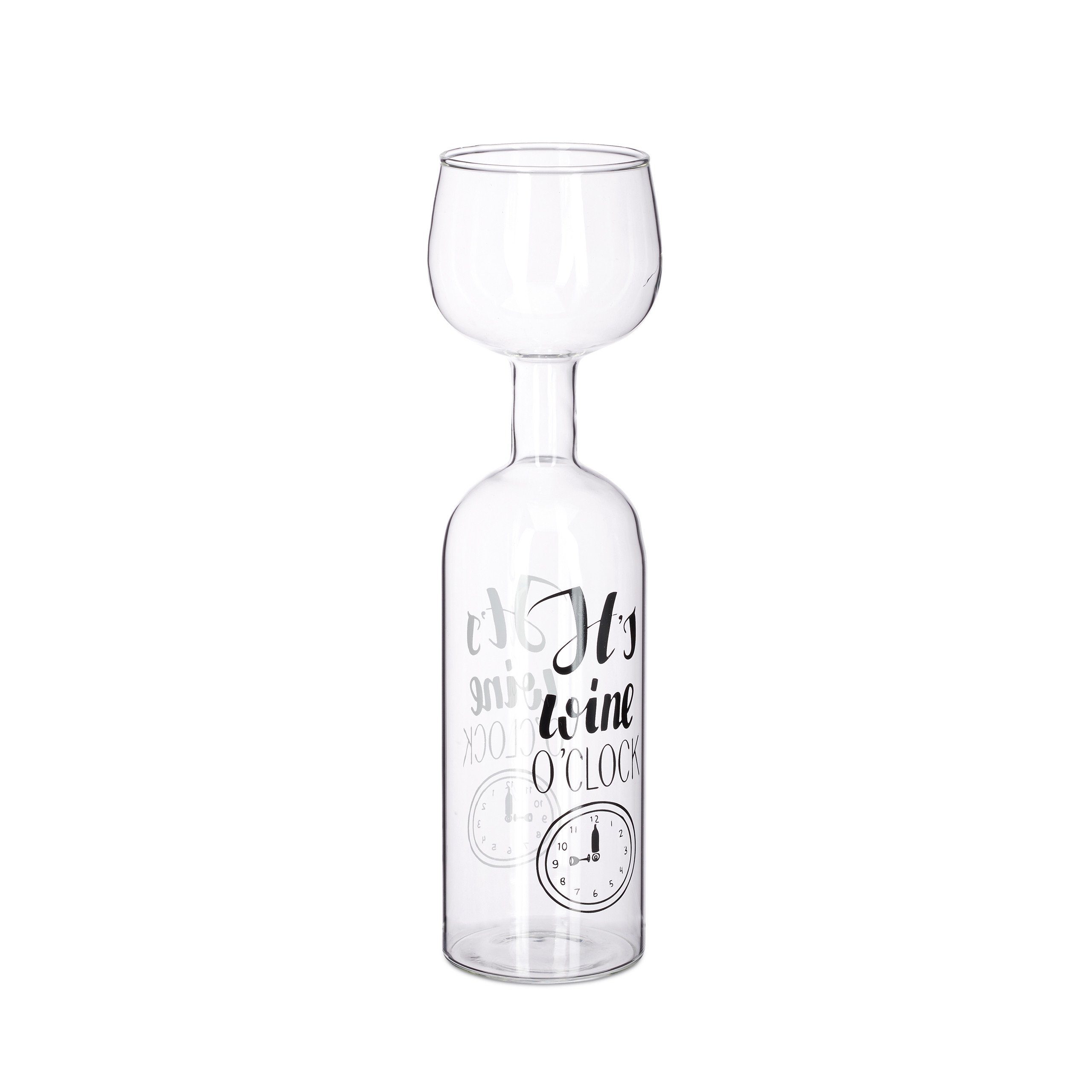 relaxdays Weinglas Weinflasche Glas Aufsatz 750 ml, Glas