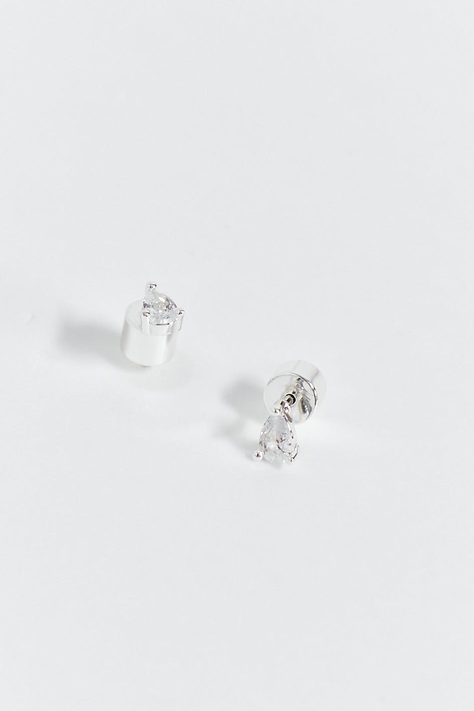Crystal silver studs earrings
