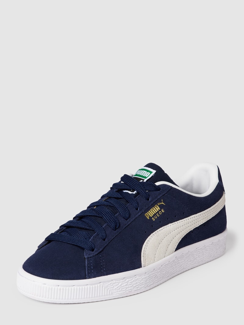 Sneaker mit Kontrastbesatz Modell 'SUEDE' in marineblau