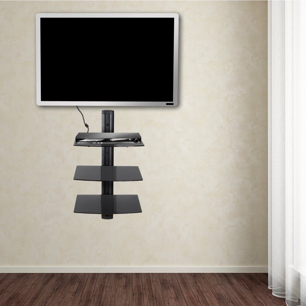 tectake Wandregal Wandregal mit 3 Ablagen für DVD-Player und, Einzelstück, schwebend