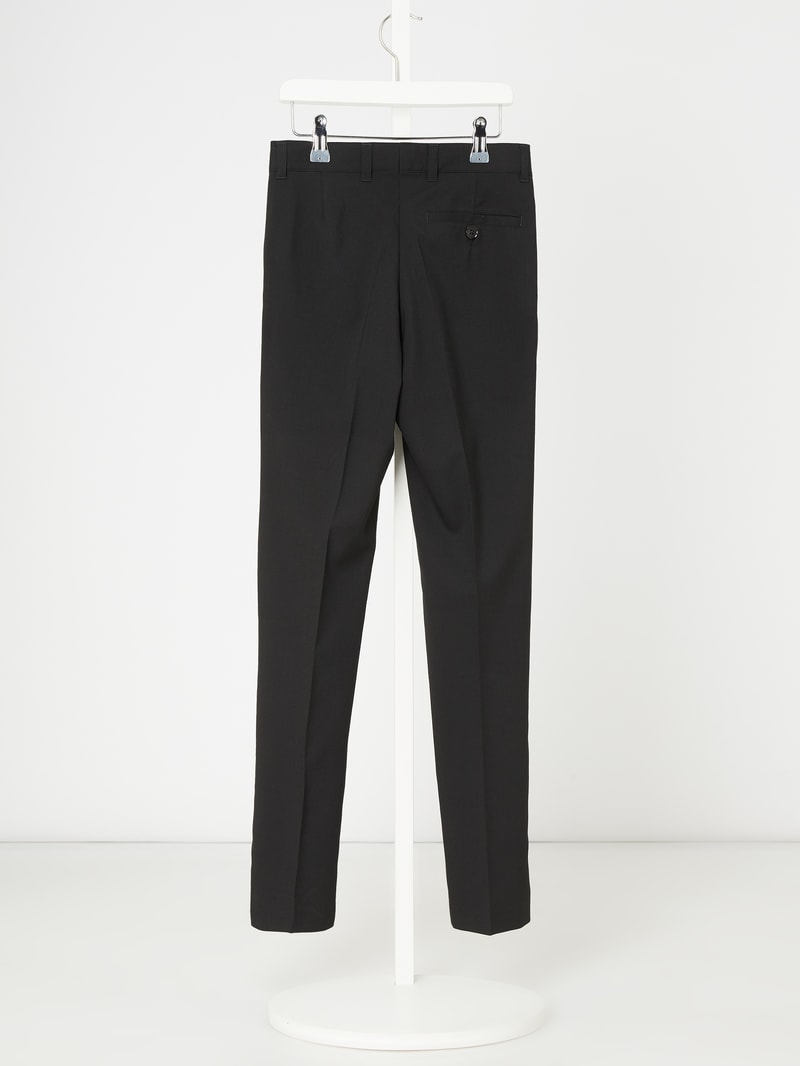 Slim Fit Anzug-Hose mit Bügelfalten in schwarz