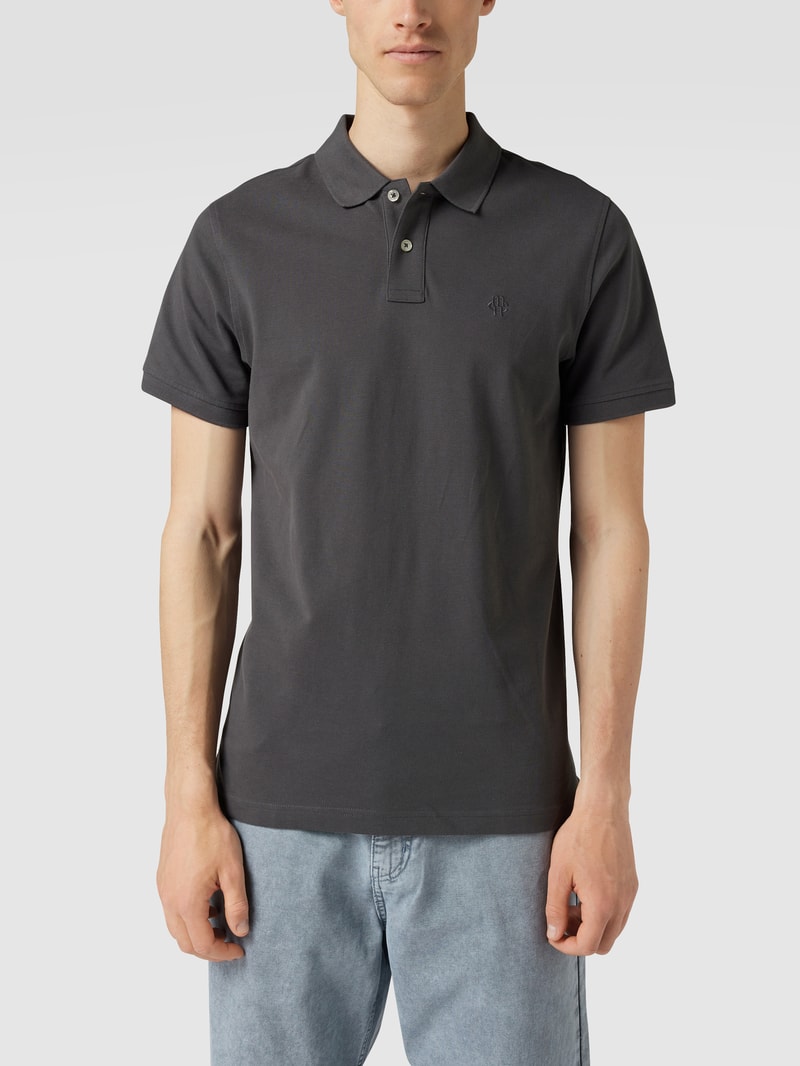 Poloshirt mit Brand-Stitching in dunkelgrau