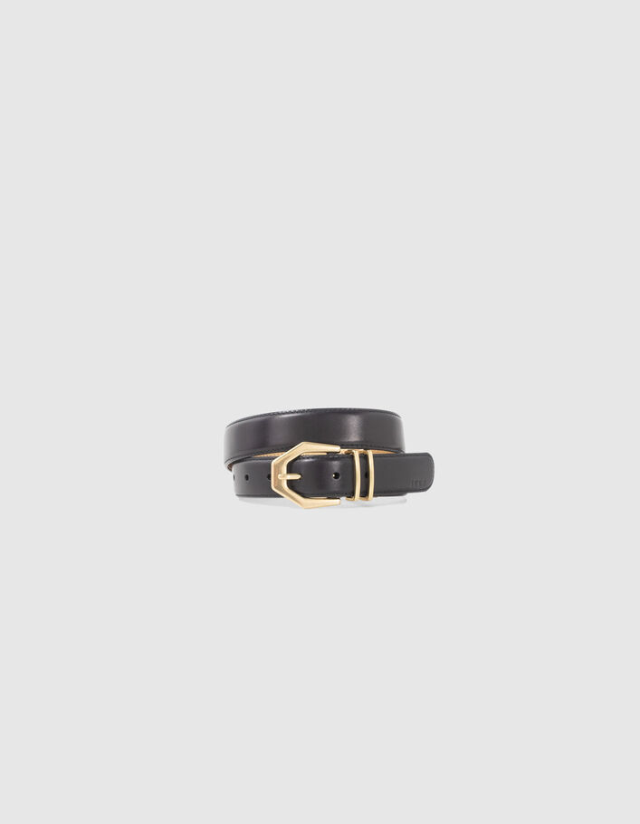 Ceinture noire cuir intérieur doré Femme