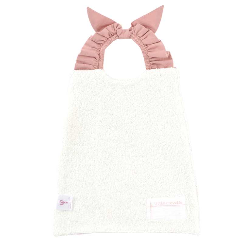 Serviette bavoir Ourson - bois de rose