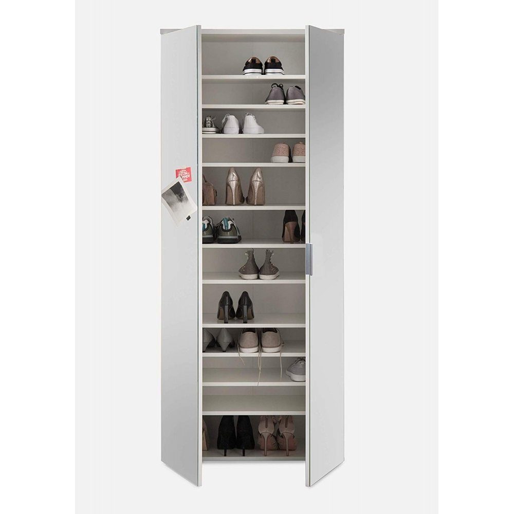First LOOK Mehrzweckschrank LINCOLN Weiß / Weiß hochglanz Schuhschrank Stauraumschrank Garderobenschrank Spiegelschrank