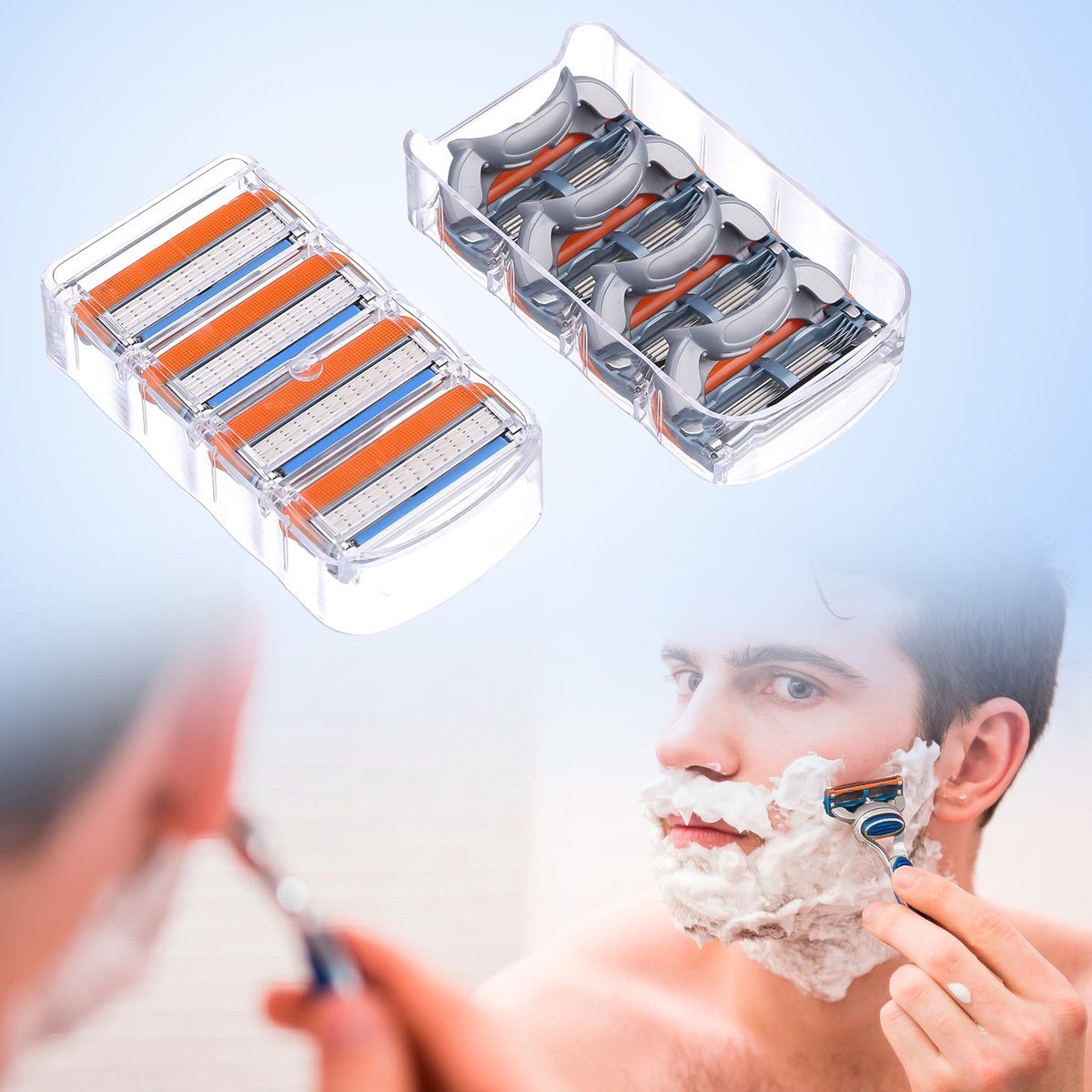 Housmile Rasierklingen 24 Ersatzklingen Nassrasierer Herren,für Gillette Fusion Rasierklingen, 24-tlg., Edelstahl