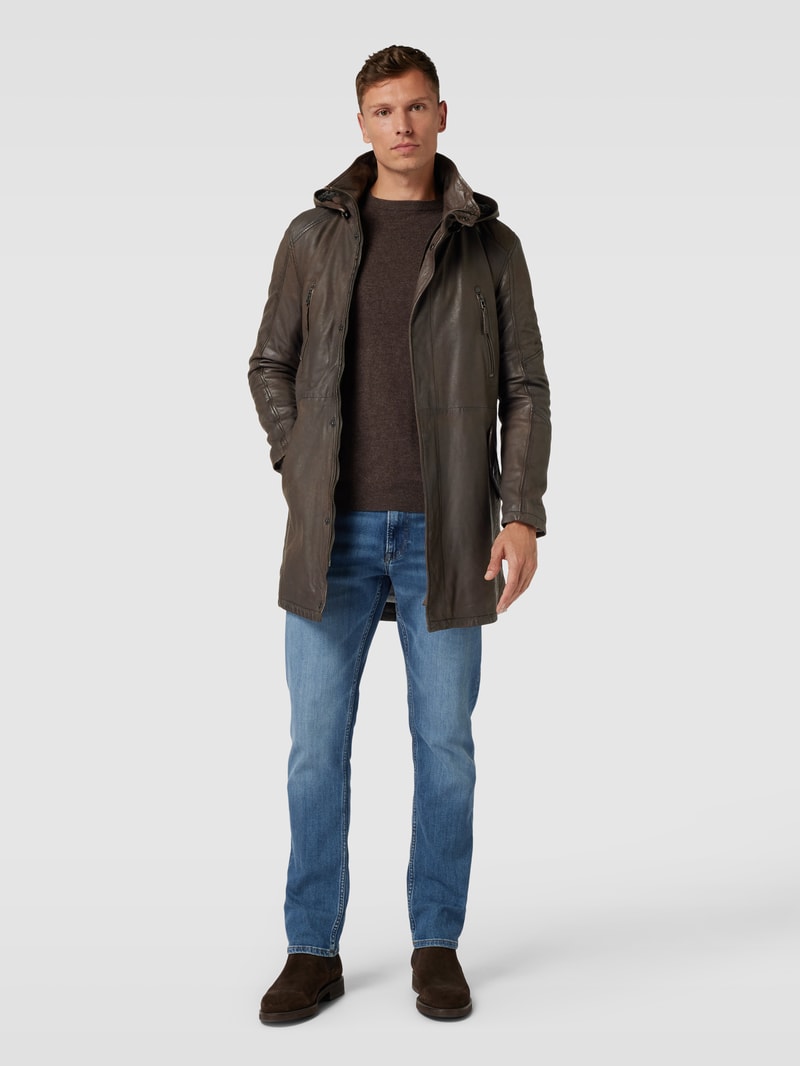 Parka aus Leder Modell 'KASSIO' in dunkelbraun