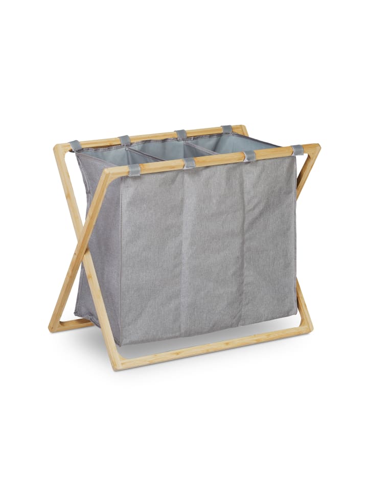 relaxdays Wäschesortierer in Grau/Natur - 3x 28 l günstig kaufen onesize