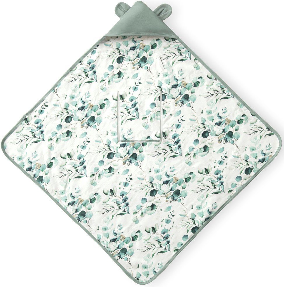 Babydecke Baby Einschlagdecke, Snuggle N Dream leaves Mint/grün, Hauck, Baby Einschlagdecke mit Kapuze