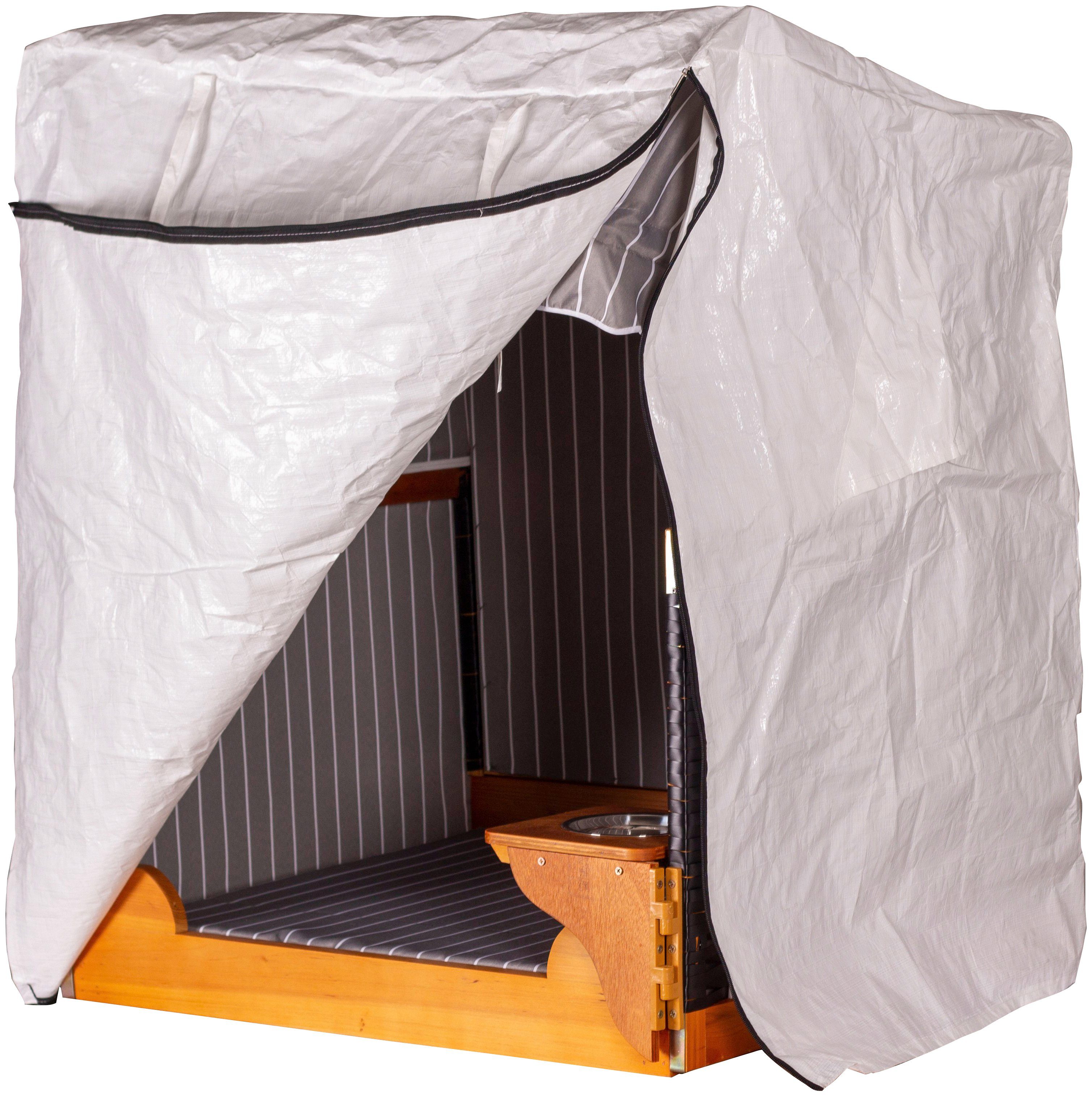 deVries Haustierstrandkorb, BxTxH: 75x65x95 cm, Halblieger, Nordsee-Modell, schwarz, grau gestreift, für Hunde