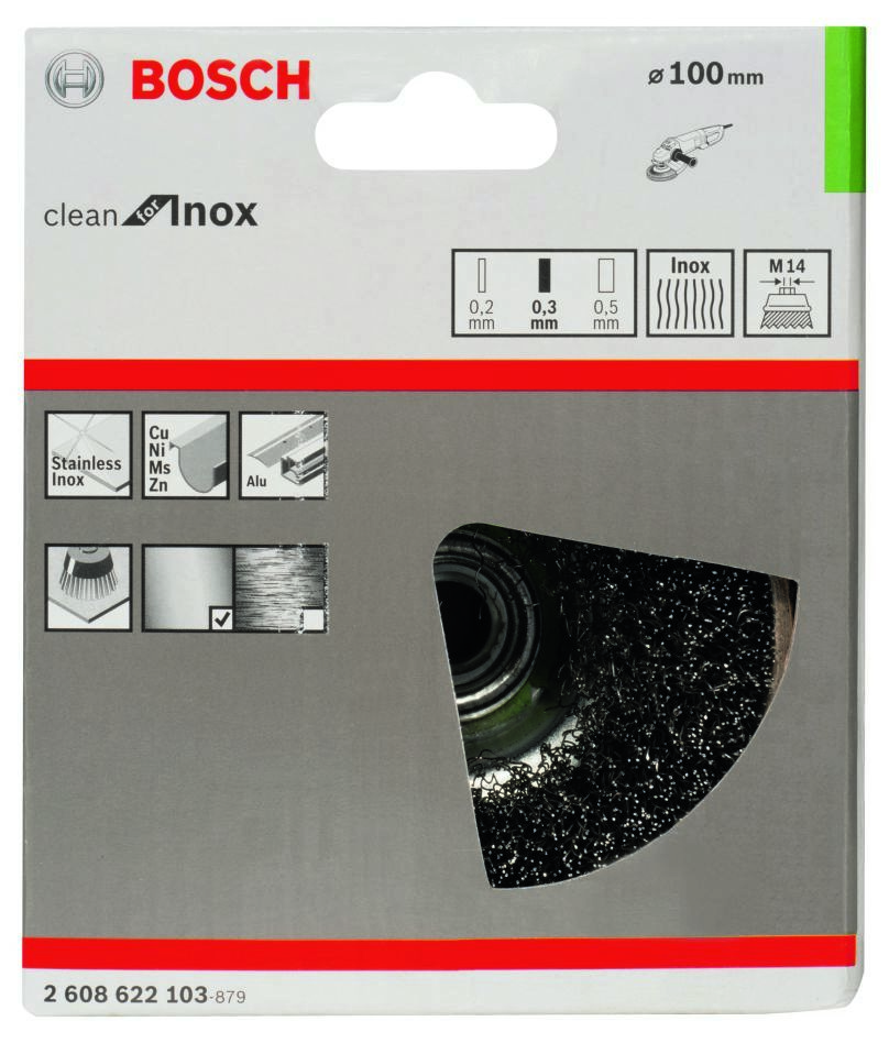 Bosch Blauw Accessoires 2608622103 Draadborstel 100 mm INOX gegolfd M14
