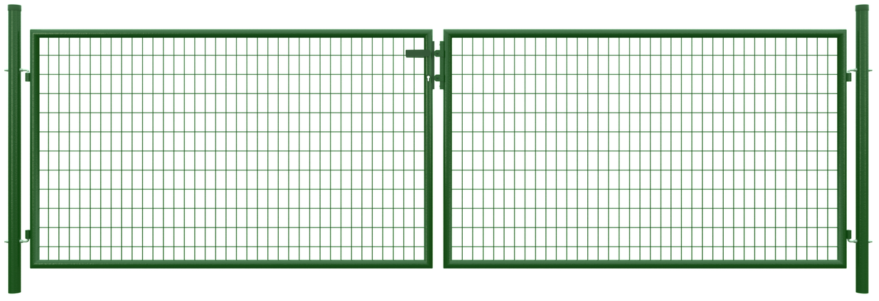 TETZNER & JENTZSCH Metall Doppeltor B4000 x H1200 mm inkl. Pfosten   Beschlägen RAL6005 grün