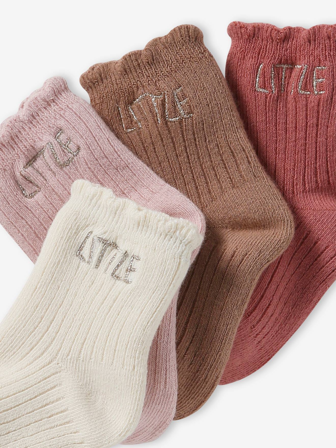 Vertbaudet 4er-Pack Baby Socken LITTLE BASIC Oeko-Tex - cappuccino