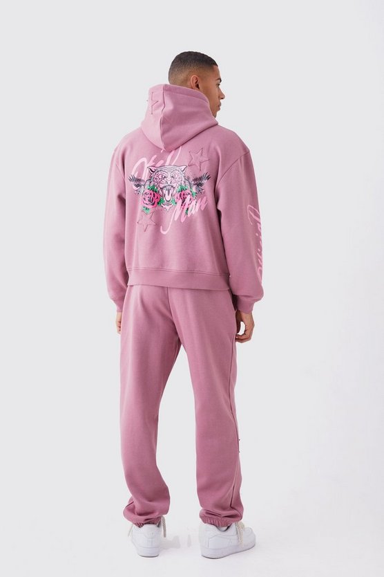 Kastiger Oversize Trainingsanzug mit Tiger-Print