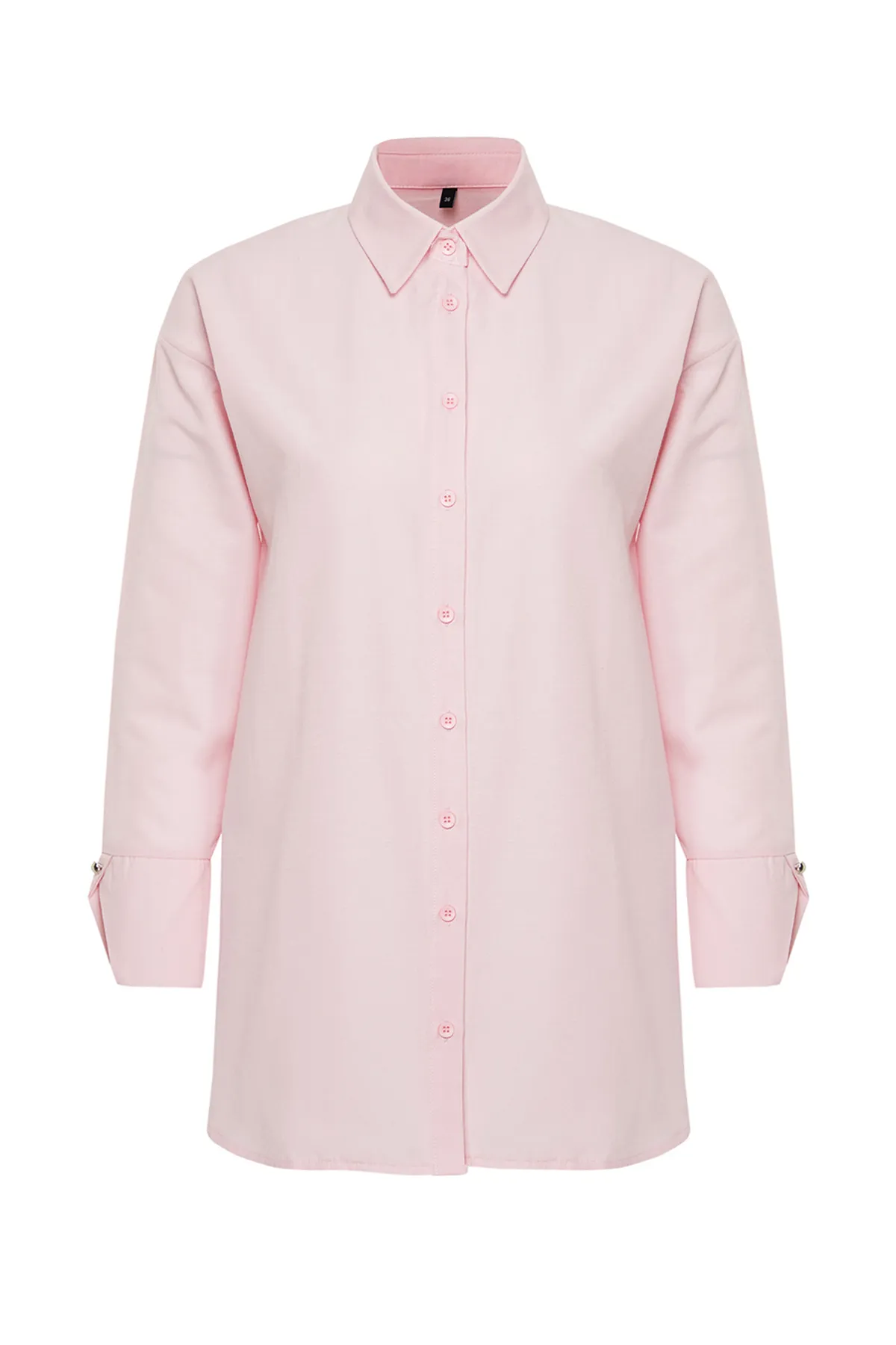 Trendyol Modest  Hellrosa gewebtes Hemd mit Manschettendetails TCTSS24TG00052