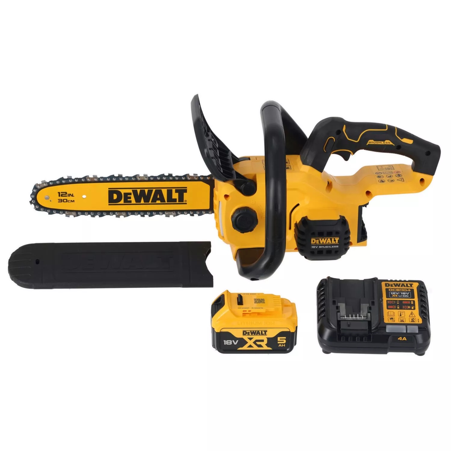 DeWalt DCMCS565P1-QW Akumulátorová kompaktní řetězová pila 30 cm 18 V XR Bezuhlíková 1x 5,0 Ah a nabíječka v krabici