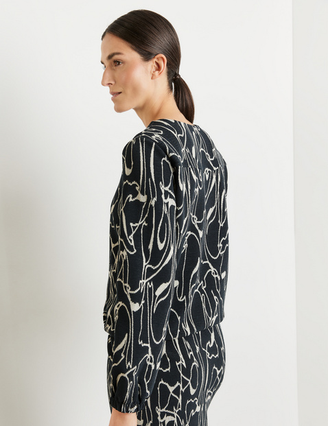 Blusenshirt aus Jacquard mit elastischem Tunnelband