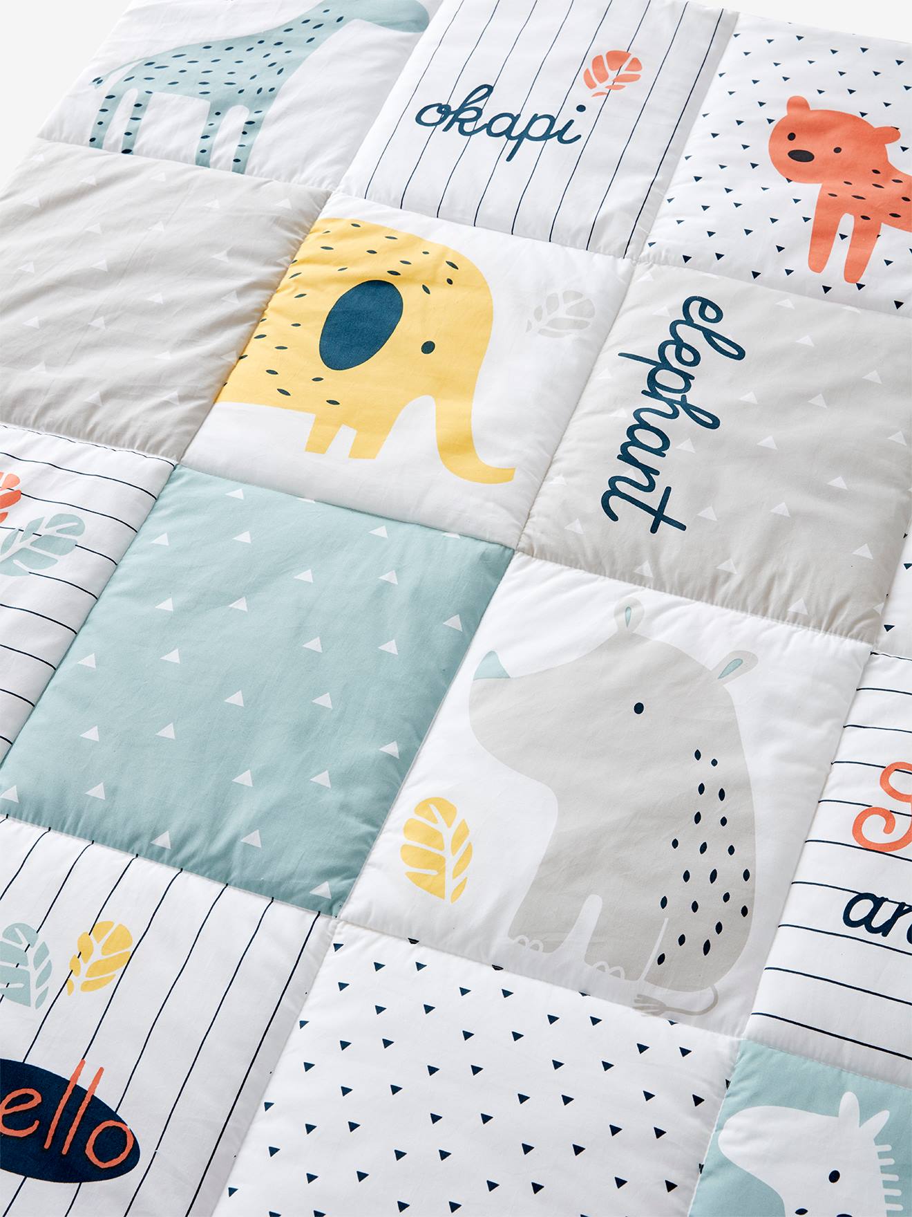 Vertbaudet Baby Spieldecke JUNGLE BABY, Patchwork-Design Oeko Tex - mehrfarbig