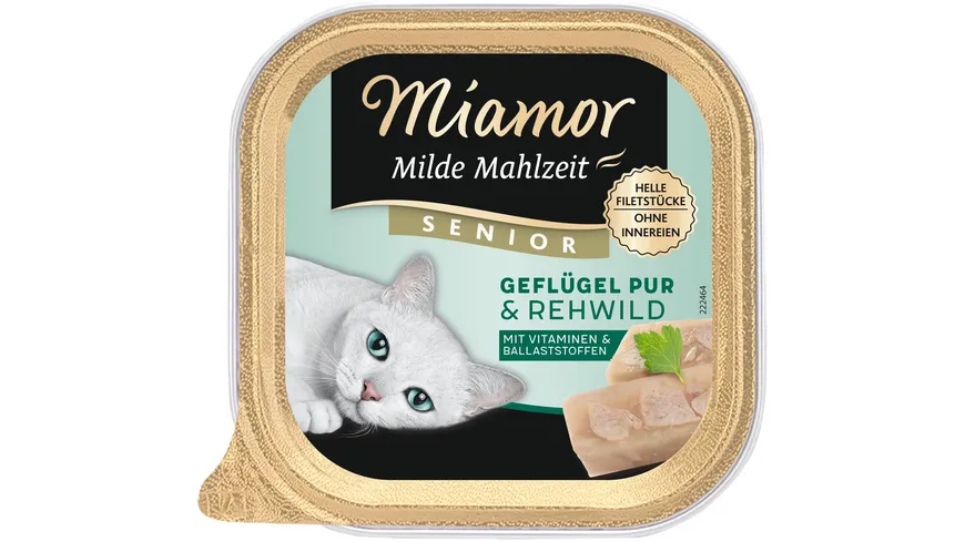 Miamor Katzennassfutter Milde Mahlzeit Senior Geflügel Pur & Rehwild 100 g