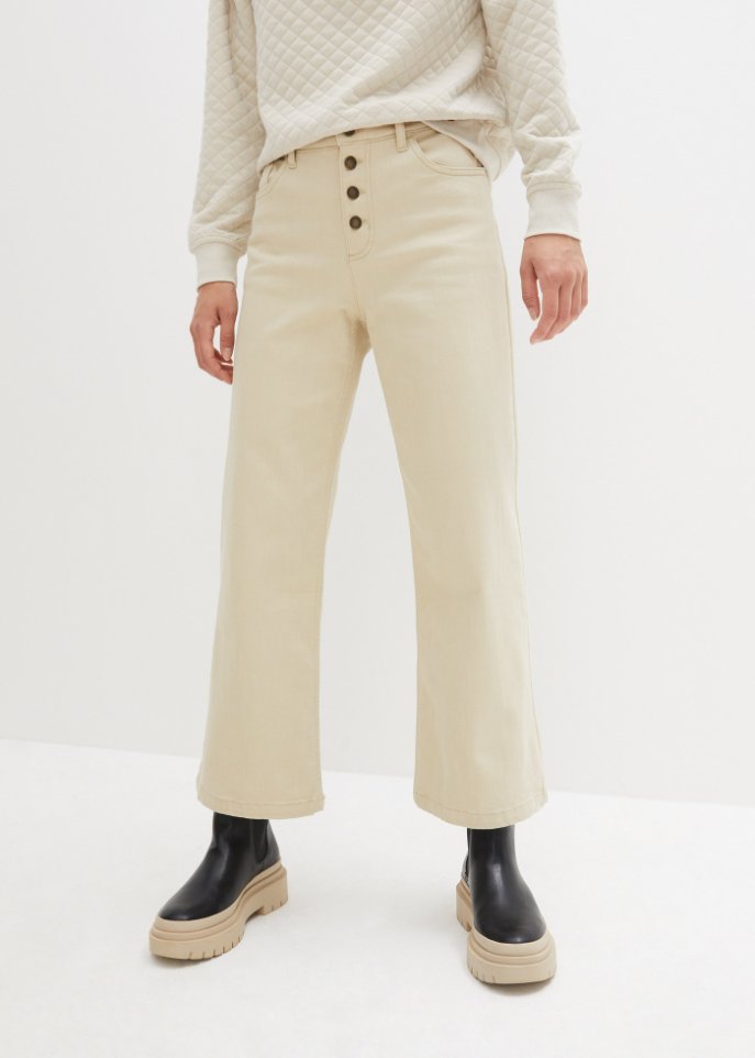 Stretch-Jeans Culotte, knöchelfrei